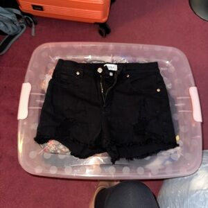 pistola Black Distressed Frayed Hem Jean Shorts